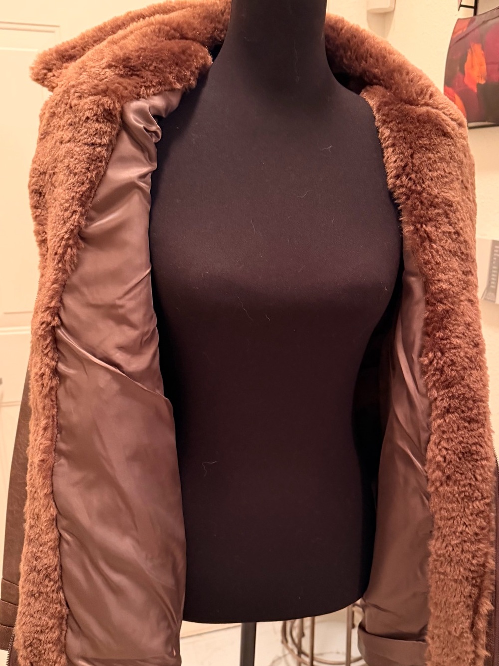 Women’s Brown Shearling-Lined Leather Jacket - Picture 6 of 7